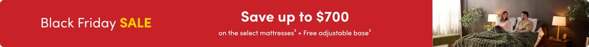 Save up to $700 on select mattresses at Mattress Firm's Black Friday Sale, Plus get a Free Adjustable base with select purchases.