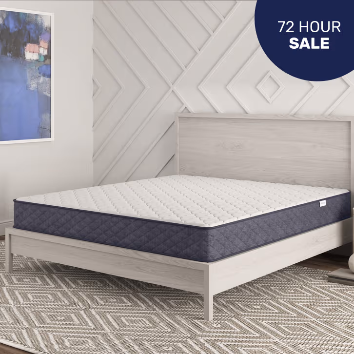 Mattress sale advertising any size, one price. $399.99 Sleepy's Rest Firm 2.0 mattress.